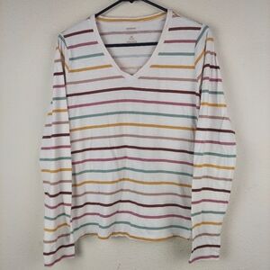 Sonoma Multicolor Striped V-Neck Top